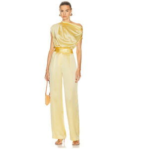 The Sei Wide Leg Trouser Silk Pants in Butter Yellow 2